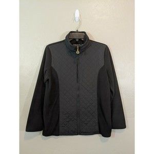 Susan Graver Weekend Womens XSmall Black Polar Fleece Quilted Nylon Jacket